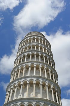 The famous leaning tower   in the ancient town of Pisa (Tuscany)