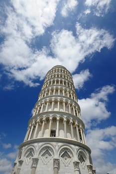 The famous leaning tower   in the ancient town of Pisa (Tuscany)