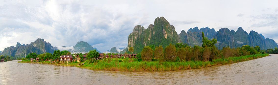 Panorama of Vang Vieng, Laos
