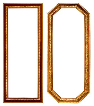 Gold frame on white background
