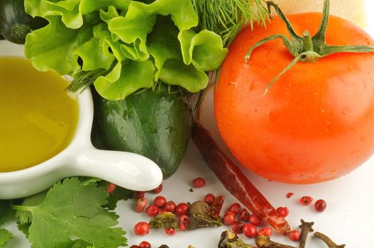 Colorful mix of vegetables  and spices as background