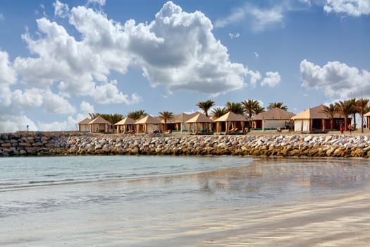 Beach bungalows in the Emirates