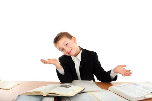 schoolboy sitting in the classroom