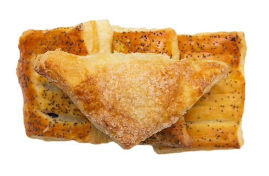 bun with poppy seeds on a white background