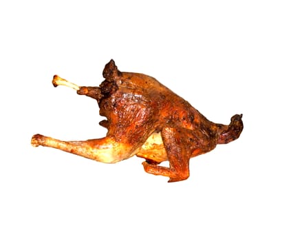 Whole Roast Chicken On White background 