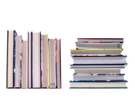 A book stack isolated against a white background