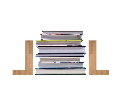 A book stack isolated against a white background