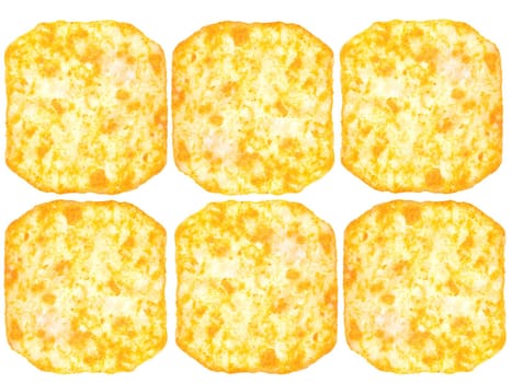 Cheese crackers isolated against a white background