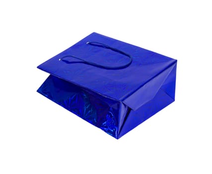 blue gift wrapping with handles 