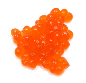 red caviar on white background. macro