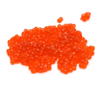 Red salmon caviar heap isolated on white 