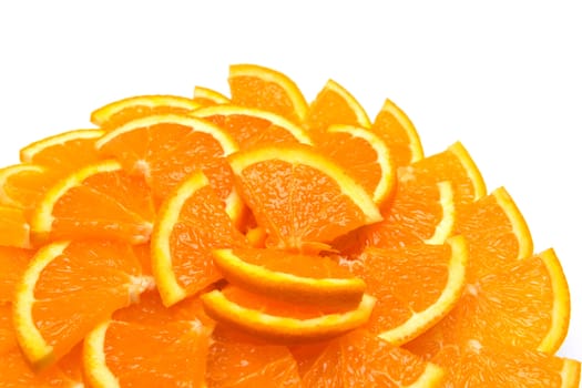 sliced ​​oranges on a white background