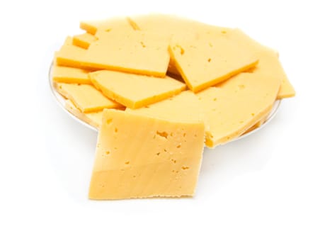 sliced ​​cheese on white background