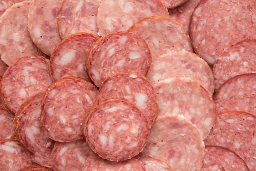 sliced ​​sausage as background