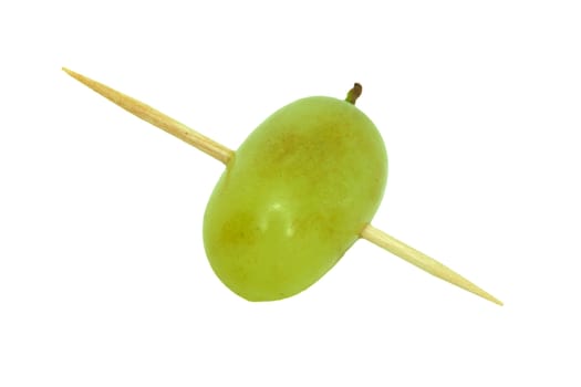grape poked by toothpick macro