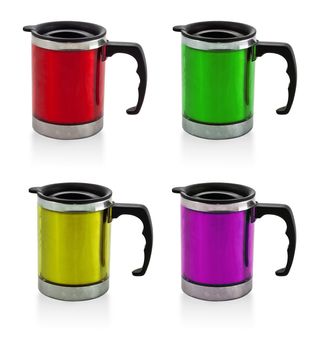metal cup on white background