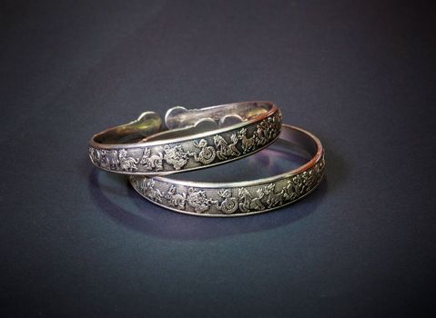 Silver old vintage two bracelet