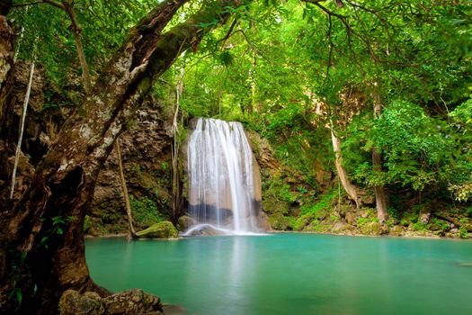 Eravan Waterfall in Kanchanaburi, Thailand