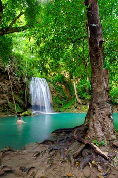 Eravan Waterfall in Kanchanaburi, Thailand