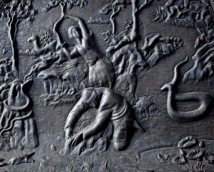 Adam and Eve silver carve art