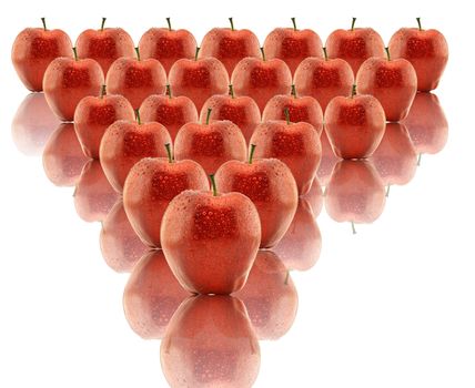 large group of red apples in a row. Horizontal shape