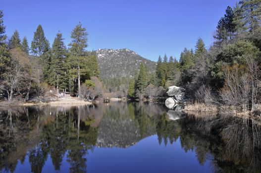 Peaceful Lake Fulmor is located on Mount San Jacinto in Southern California.