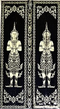 Native Thai style of pattern on door temple