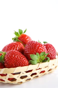 Strawberry in wicker basket