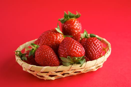 Strawberry in wicker basket