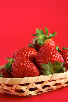 Strawberry in wicker basket