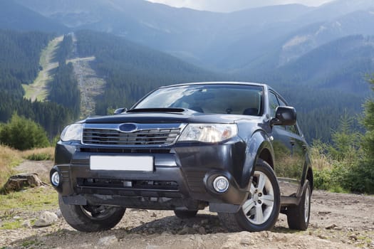 Subaru Forester in mountains.