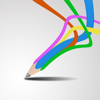 Creative pencil and Color ribbon art