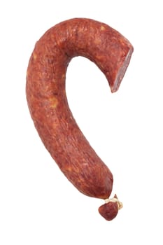 fresh salami on white background 