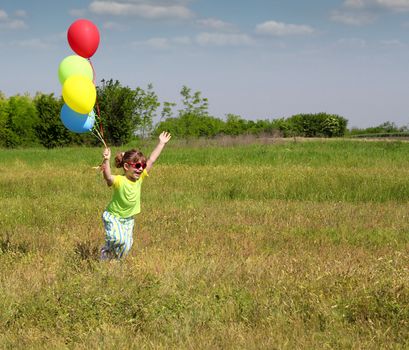 happy little girl running