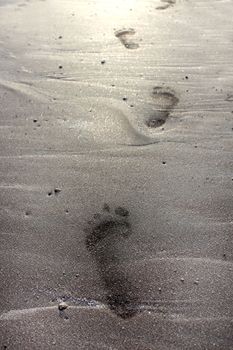 A metaphorical image of footsteps in the beach sands depicting Legacy.