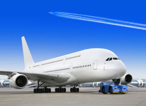 big passenger airplane is waiting for departure in airport