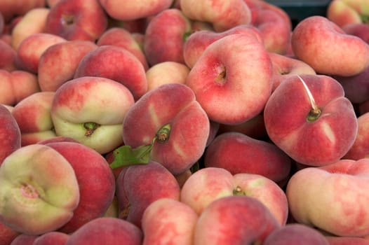 Fresh juicy peaches in the box