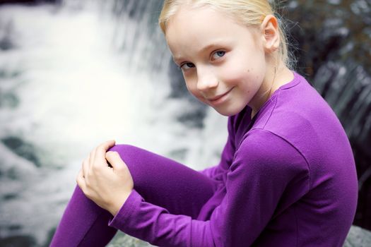 Portrait of Little Girl in Autumn Park