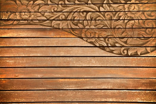 Pattern of wood frame carve flower on wood background