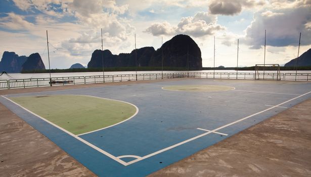 view of soccor court on the sea in Thailand