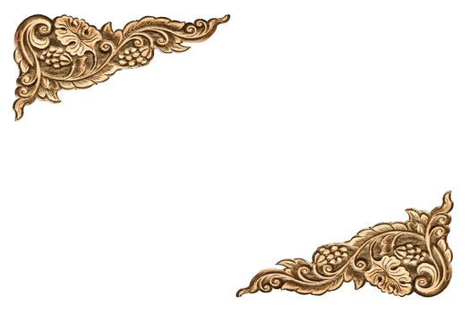 Pattern of wood frame carve flower on white background