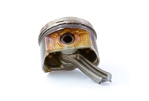 Old engine piston isolated on white  background