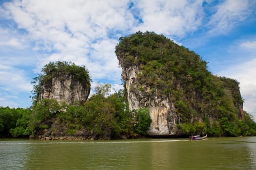boat on the river in Southern of Thailand