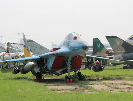 KYIV, UKRAINE- MAY 16: Mikoyan Mig-29 Fulcrum Soviet  jet fighter aircraft  at State Aviation Museum  on May 16, 2012 in Kyiv, Ukraine