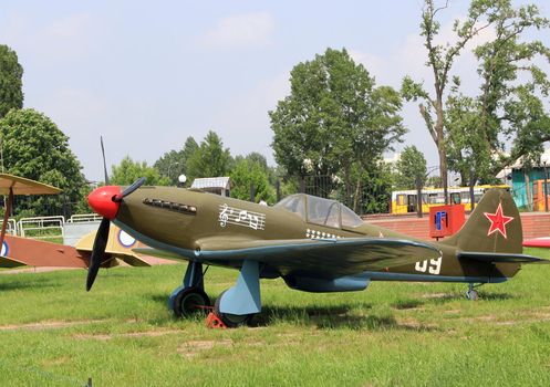 KIEV, UKRAINE- MAY 16: Yakovlev Soviet Second worl war fighter at State Aviation Museum on  May 16, 2012 in Kiev, Ukraine