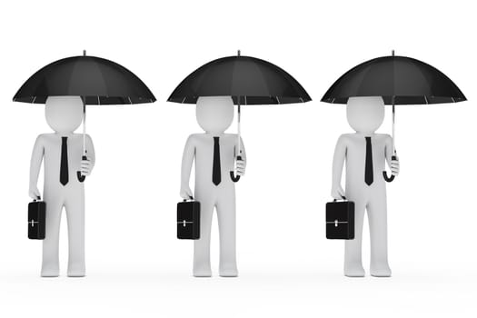 businessmen with briefcase hold a black umbrella