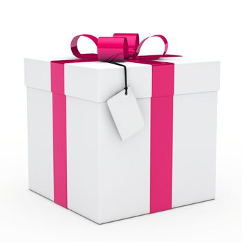 christmas white gift box pink ribbon signboard