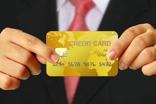 Credit card in human hand