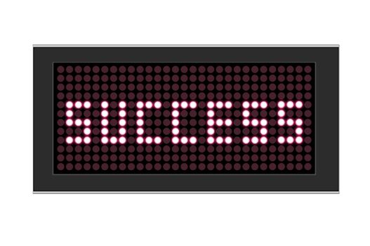 LED Display shows Text success