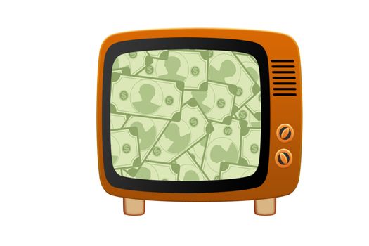 Retro tv with money